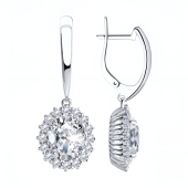 Серьги из серебра с фианитами