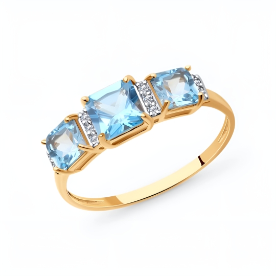 Серьги из золота с топазами и фианитами