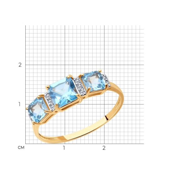 Кольцо из золота с топазами и фианитами