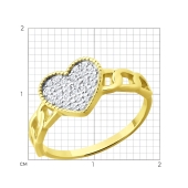 Кольцо из лимонного золота с фианитами