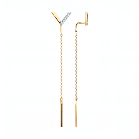 Серьги из белого золота с фианитами