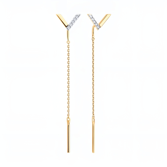 Серьги из белого золота с фианитами