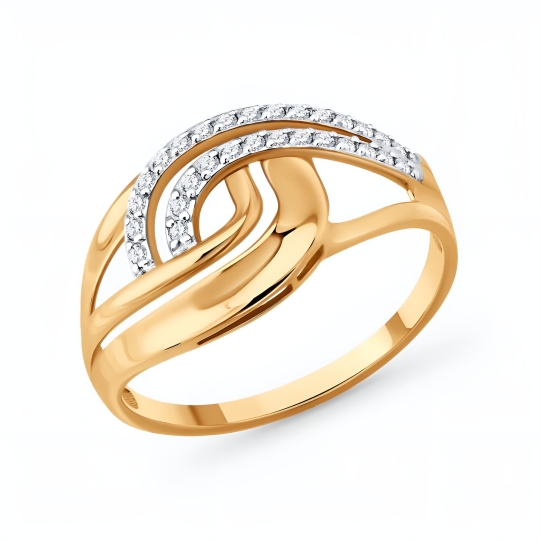 Кольцо из золота с гранатом и фианитами