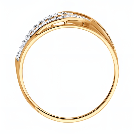 Кольцо из золота с гранатом и фианитами