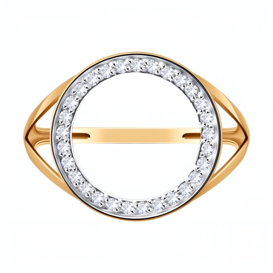 Кольцо из золота с топазом и фианитами