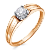 Кольцо из золота с выращенным бриллиантом