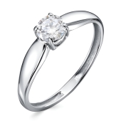 Кольцо из белого золота с выращенным бриллиантом