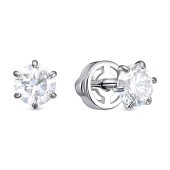 Серьги из белого золота с выращенными бриллиантами