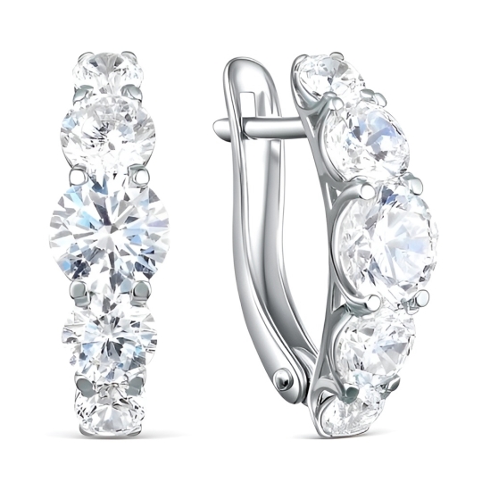 Кольцо из белого золота с выращенными бриллиантами