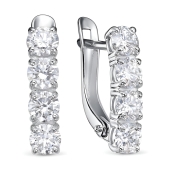 Серьги из белого золота с выращенными бриллиантами