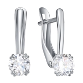 Серьги из белого золота с выращенными бриллиантами