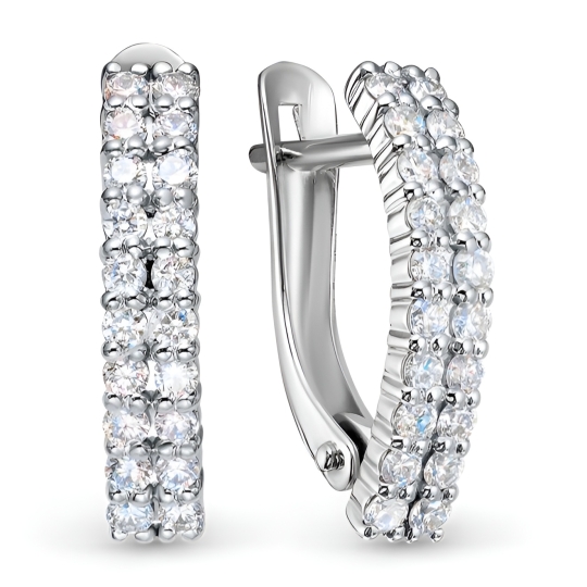 Кольцо из белого золота с выращенными бриллиантами