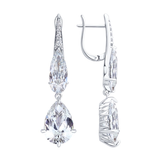 Серьги из серебра с топазами Swiss и фианитами