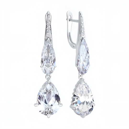 Серьги из серебра с топазами Swiss и фианитами