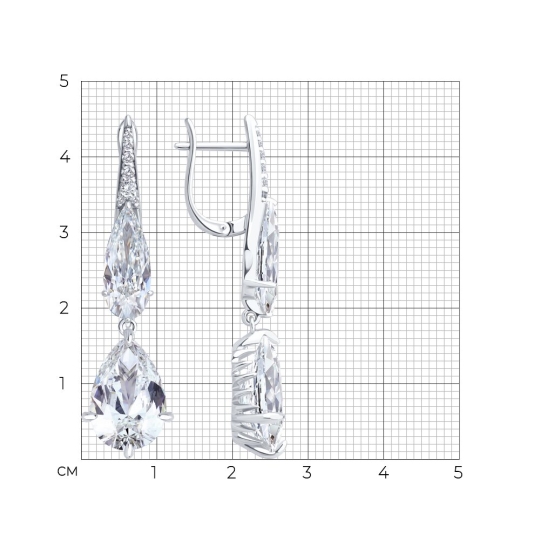 Серьги из серебра с фианитами