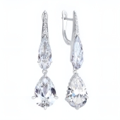 Серьги из серебра с фианитами