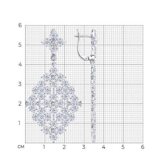 Серьги из серебра с фианитами