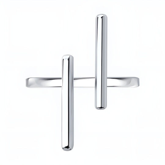 Кольцо из серебра с черными фианитами