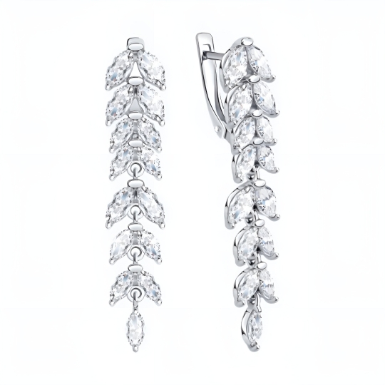 Серьги из серебра с фианитами "Инь-Ян"