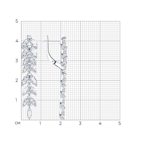 Серьги из серебра с фианитами