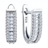 Серьги из серебра с фианитами