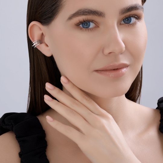 Серьга-кафф из серебра