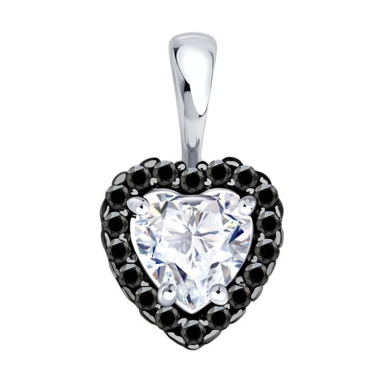 Подвеска из серебра с гранатом и фианитами