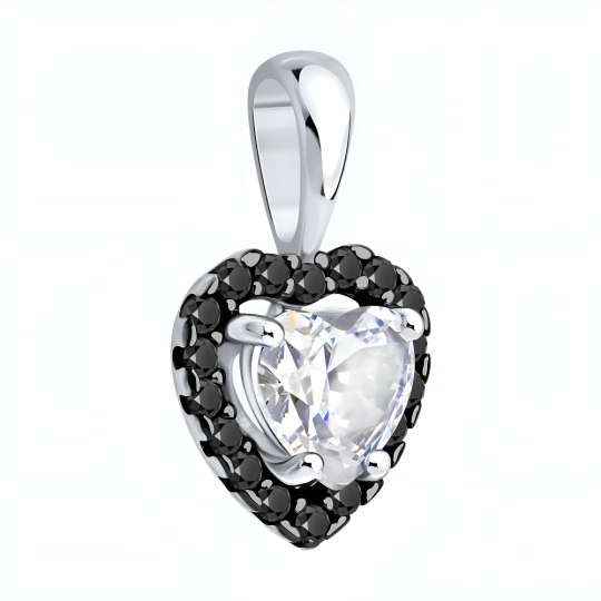 Подвеска из серебра с гранатом и фианитами