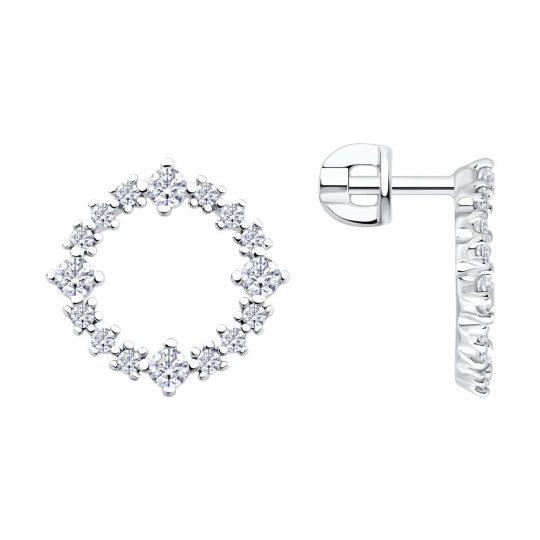 Серьги из серебра с эмалью и фианитами