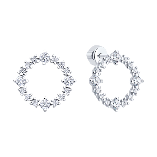 Серьги из серебра с эмалью и фианитами