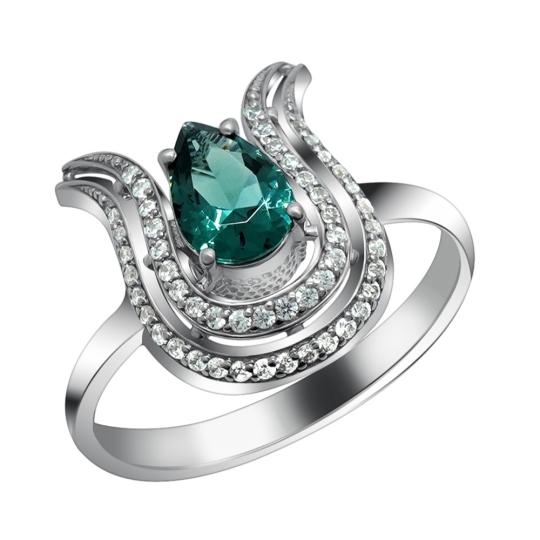 Кольцо из серебра с лунным ювелирным кристаллом