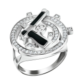 Кольцо из серебра с эмалью и фианитами