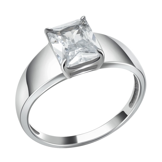 Кольцо из серебра с ювелирным кристаллом лунный оникс и фианитами