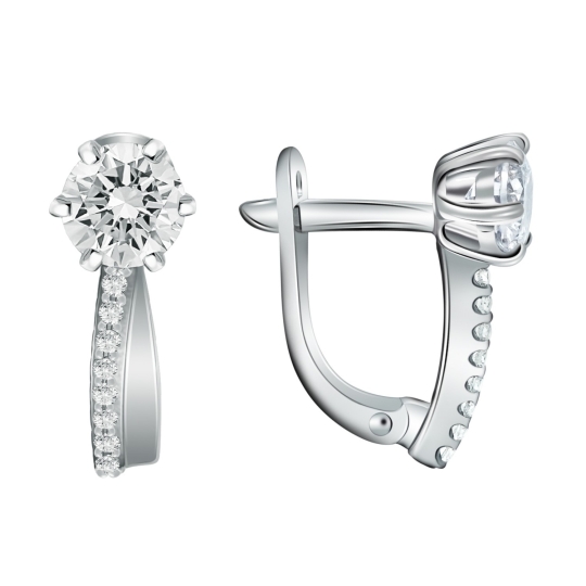 Серьги из серебра с фианитами