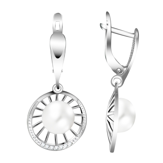 Серьги из серебра с фианитами