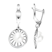 Серьги из серебра сжемчугом и фианитами