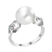 Кольцо из серебра с жемчугом и фианитами