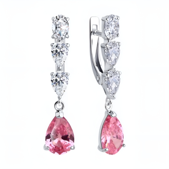 Серьги из серебра с фианитами Серьги из серебра с фианитами