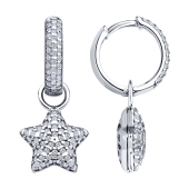 Серьги-трансформеры из серебра с фианитами