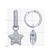 Серьги-трансформеры из серебра с фианитами