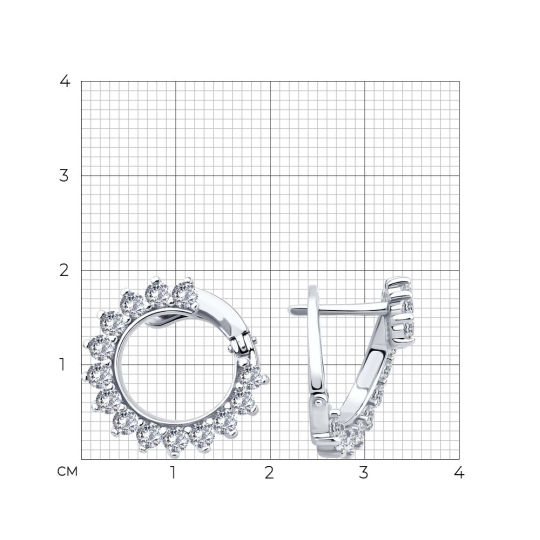 Серьги из серебра с фианитами