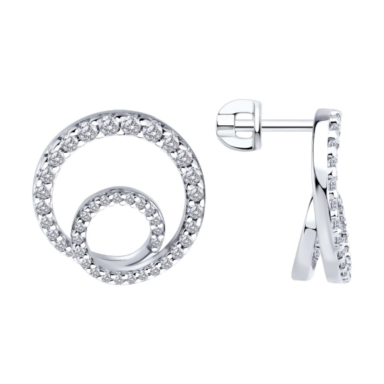 Серьги из серебра с фианитами