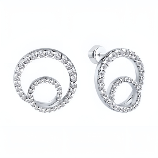 Серьги из серебра с фианитами