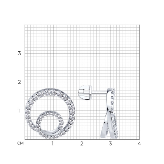 Серьги из серебра с фианитами