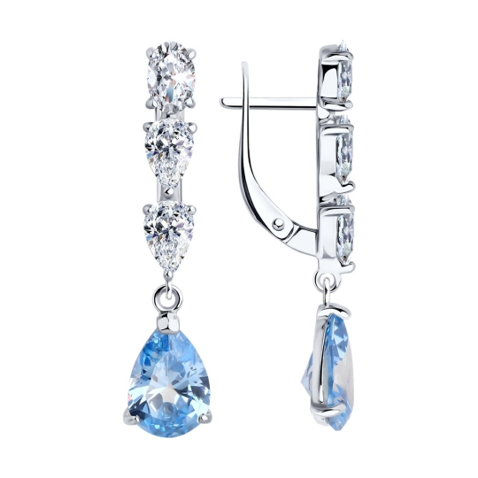 Серьги из серебра с позолотой и Swarovski Zirconia