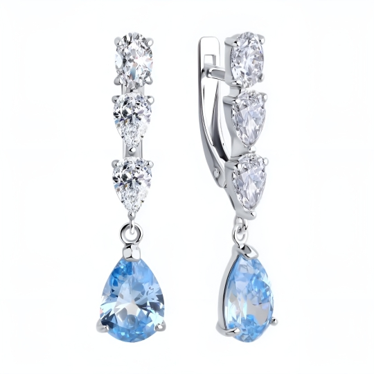 Серьги из серебра с позолотой и Swarovski Zirconia