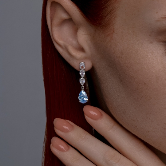 Серьги из серебра с позолотой и Swarovski Zirconia