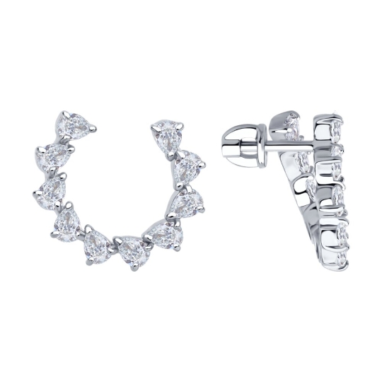 Серьги из серебра с фианитами