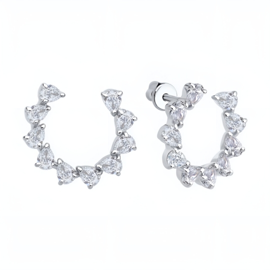 Серьги из серебра с фианитами