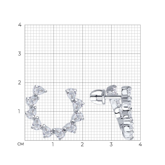 Серьги из серебра с фианитами